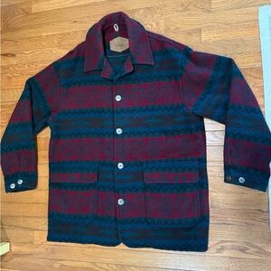 Vintage Woolrich Southwestern Aztec Wool Coat Geometric Navajo Blanket L
